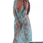 Aniywn Sexy Mesh Lace Long Maxi Dress Women Deep V-Neck Long Sleeve Beach Cover Up Bathing Suit Blue B07N8N992G
